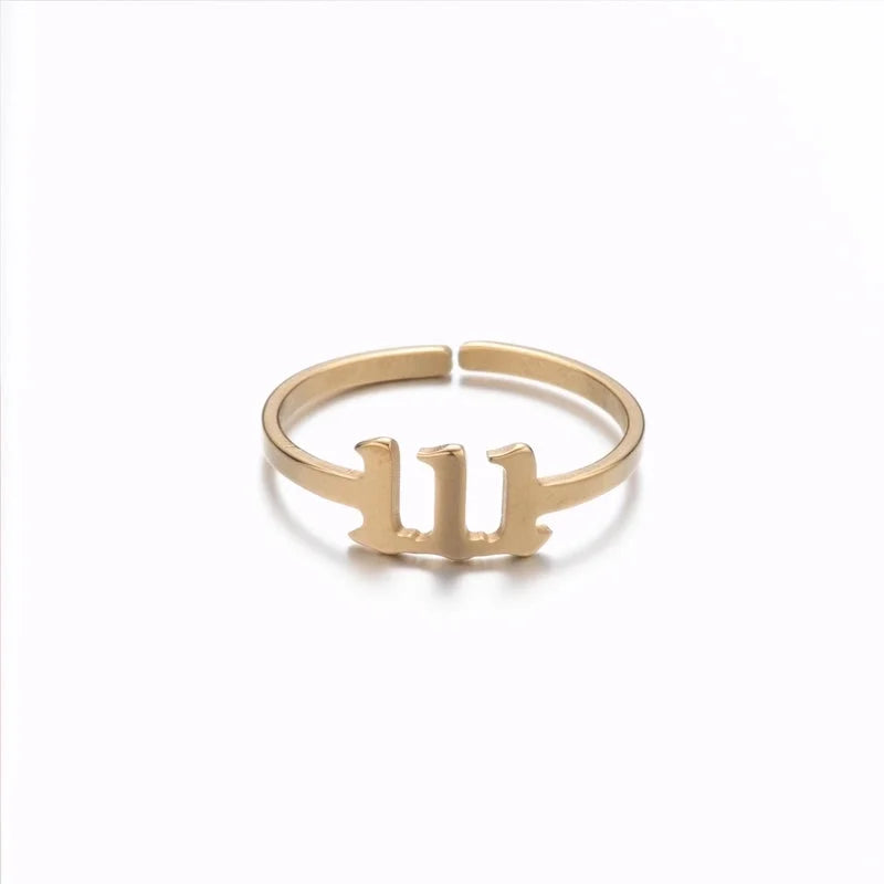 Retro Letter 201 Stainless Steel 18K Gold Plated Plating Open Ring