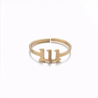 Retro Letter 201 Stainless Steel 18K Gold Plated Plating Open Ring