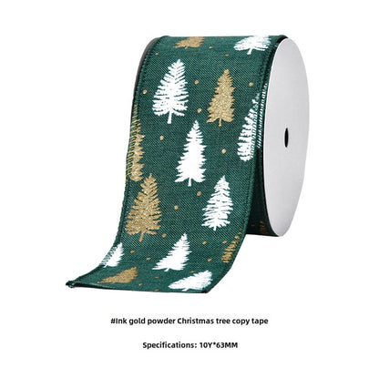 YAMA Boutique Christmas Snow Velvet Copy Edge Ribbon Christmas Decoration Ribbon Christmas Tree Gift Packaging Iron Wire Ribbon