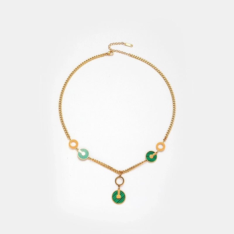 Minimalist Geometric Round Titanium Steel Fritillary Plating Inlay Bracelets Necklace