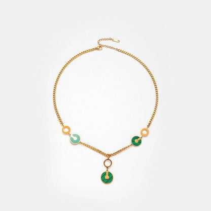 Minimalist Geometric Round Titanium Steel Fritillary Plating Inlay Bracelets Necklace