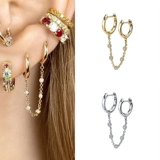 Ethnic Style Geometric Patchwork Copper Artificial Gemstones Earrings