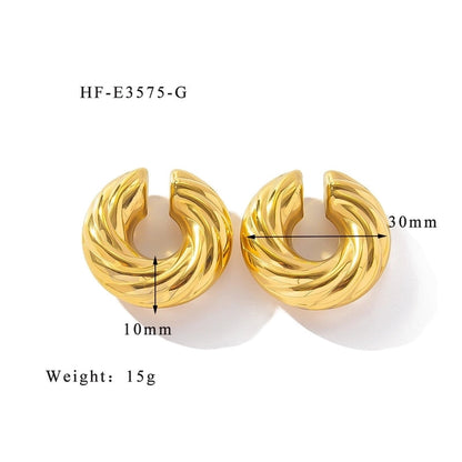 1 Piece Minimalist Classic Style Solid Color Plating 304 Stainless Steel Ear Cuffs