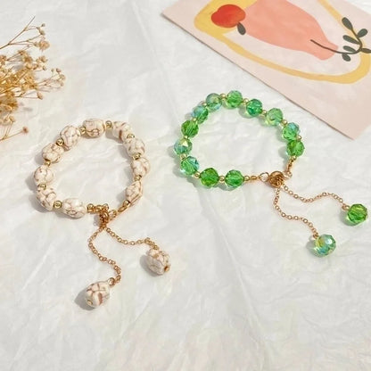 INS Style Beach Minimalist Solid Color Artificial Crystal Copper Clad Iron Bracelets In Bulk