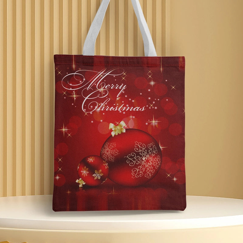 Christmas Unisex Polyester Christmas House Christmas Tree Santa Claus Cute Square Open Handbag