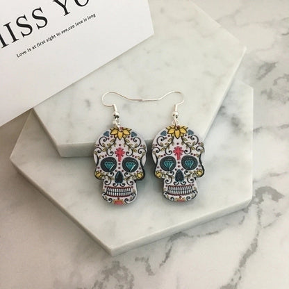 20 Pieces Retro Skull Arylic Skull Earrings 1 Pair