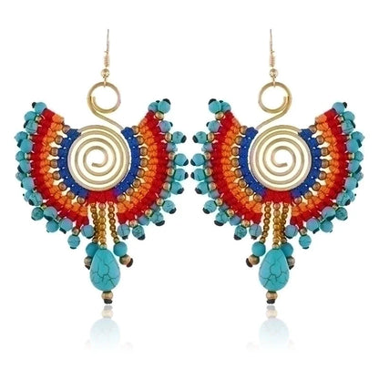 Bohemian Sector Synthetic Gemstones Shell Copper Tassel Mesh Women's Ear Hook