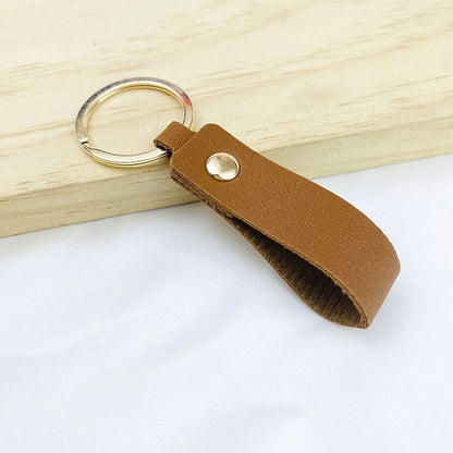 Creative Solid Color Pu Keychain Simple Couple Leather Car Key Ring Metal Universal Bag Strap Buckle Office Culture Accessories