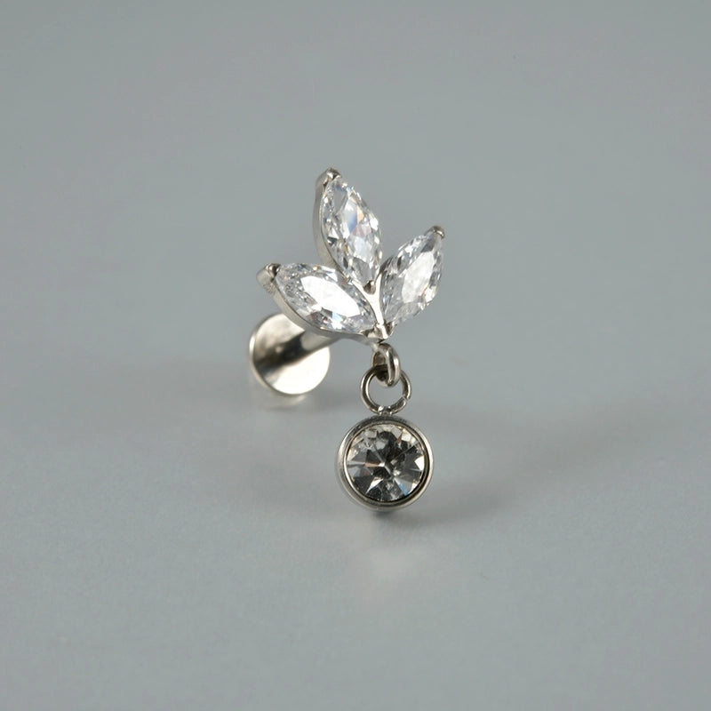 1 Piece Lip Rings Casual Vacation Tropical Cross G23 Titanium Alloy Plating Zircon 18K Gold Plated Lip Rings Ear Cartilage Rings & Studs