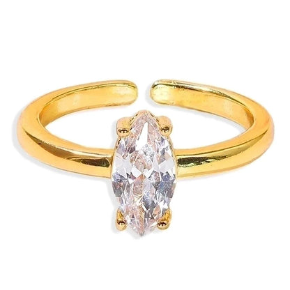 Geometric Silver Transparent Rhinestone Inlaid Series Open Copper Inlaid Zirconium Ring