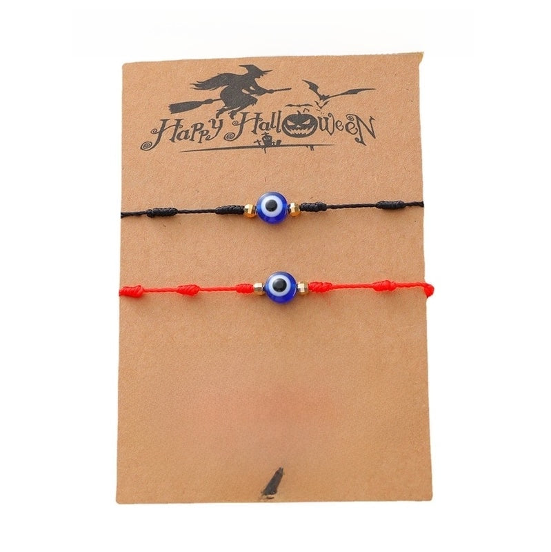 New Halloween Couple Braided Bracelet Creative 7-knot Demon Eye Red String Card Bracelet