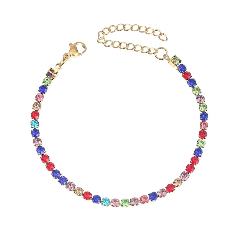 Modern Style Geometric Stainless Steel Handmade Inlay Artificial Gemstones Bracelets Necklace