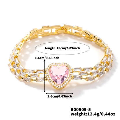 Copper K Gold Plated Inlay Water Droplets Zircon Bracelets