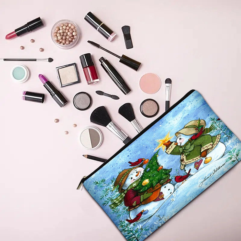 Hot Sale Christmas Holiday Printing Technology Cloth Cosmetic Bag Coin Purse Mobile Phone Bag