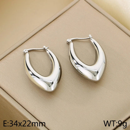1 Pair Minimalist Geometric Titanium Steel 18K Gold Plated Hoop Earrings
