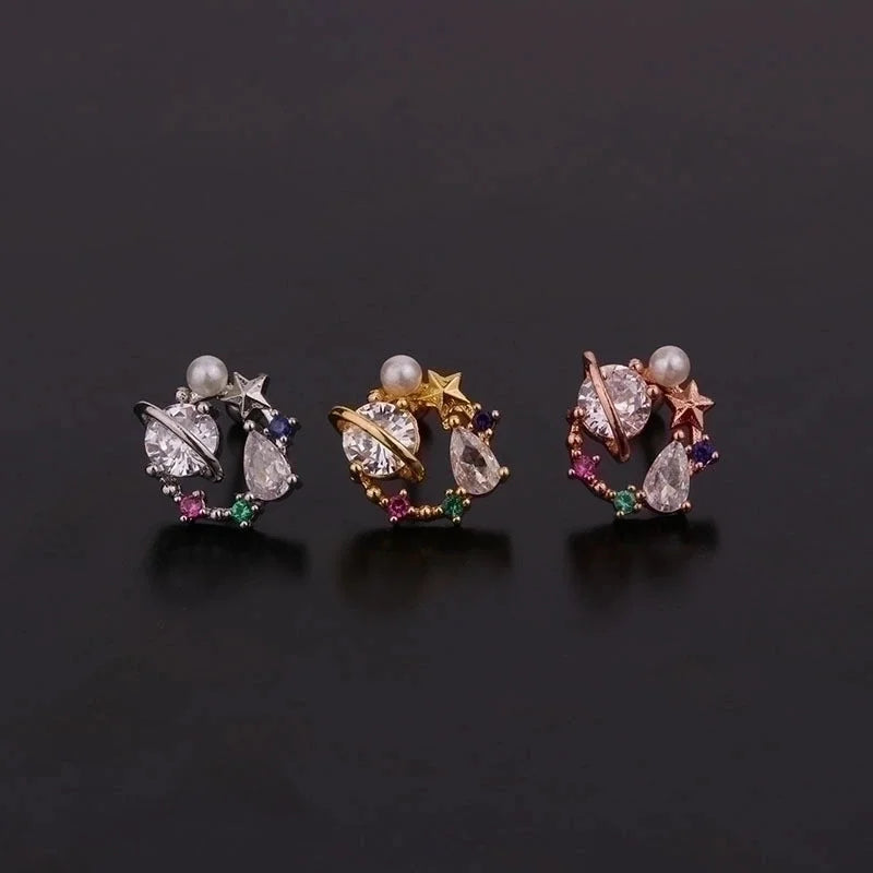 New Creative Fashion Color Zircon Earrings