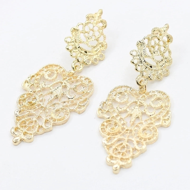 2 Pieces Casual Vintage Style Human Face Leaf Heart Shape Plating Hollow Out Inlay Alloy Metal Brass Resin Zircon 18K Gold Plated Gold Plated Silver Plated Earrings