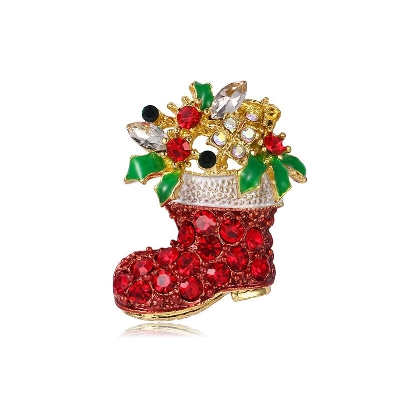 Cartoon Style Pin Christmas Tree Alloy Enamel Rhinestones Unisex Brooches