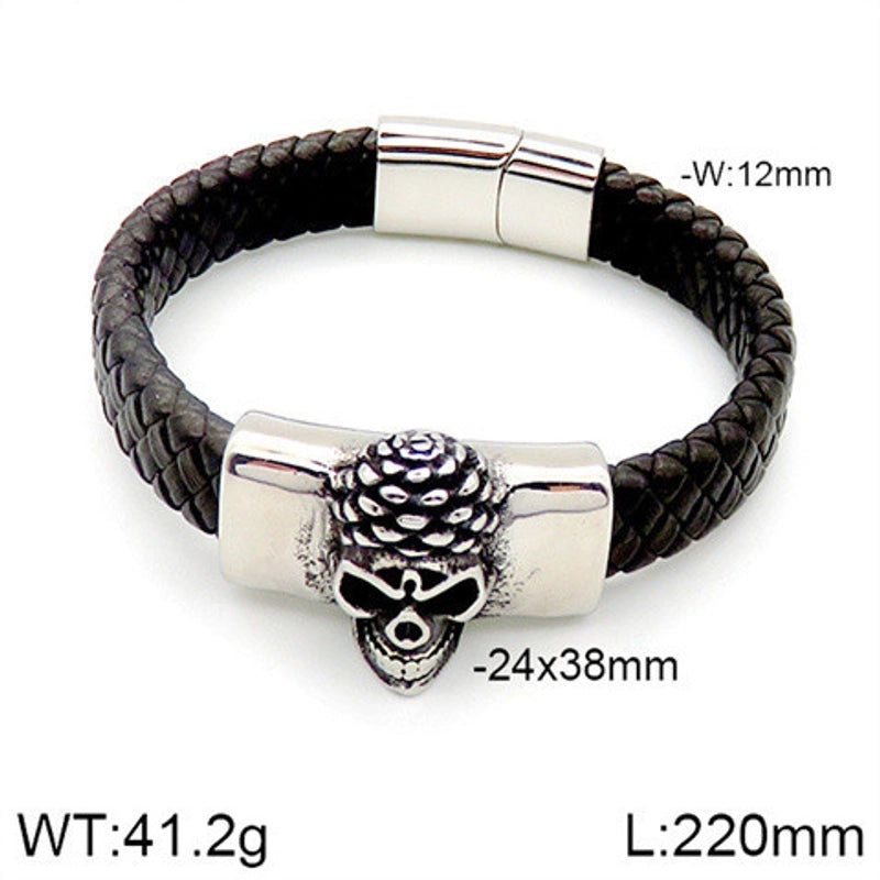 Hip-Hop Rock Punk Scorpion Skull 304 Stainless Steel Pu Leather Halloween Unisex Bangle Men Cord & Leather Bracelets