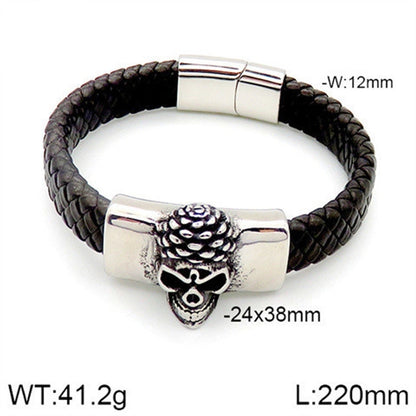 Hip-Hop Rock Punk Scorpion Skull 304 Stainless Steel Pu Leather Halloween Unisex Bangle Men Cord & Leather Bracelets