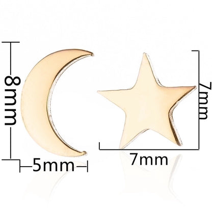 Minimalist Triangle Moon Coconut Tree Stainless Steel Asymmetrical Plating Ear Studs 1 Pair