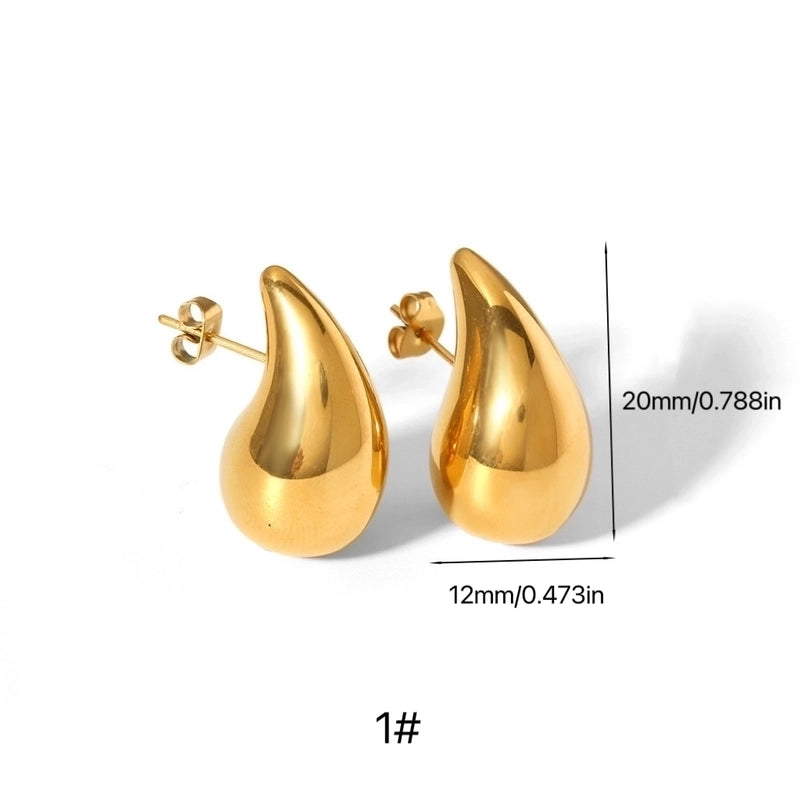 1 Pair Minimalist Classic Style Water Droplets Plating 316L Stainless Steel 18K Gold Plated Ear Studs