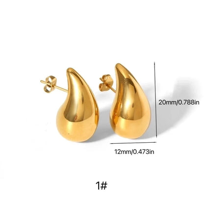 1 Pair Minimalist Classic Style Water Droplets Plating 316L Stainless Steel 18K Gold Plated Ear Studs