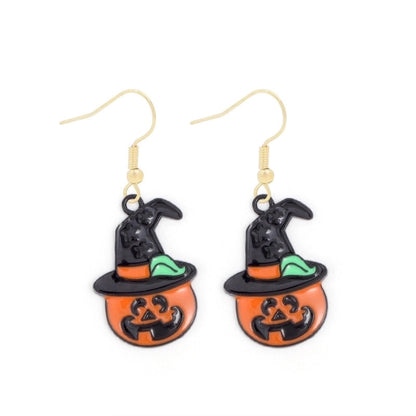 1 Pair Funny Cool Style Pumpkin Spider Web Ghost Enamel Zinc Alloy Drop Earrings