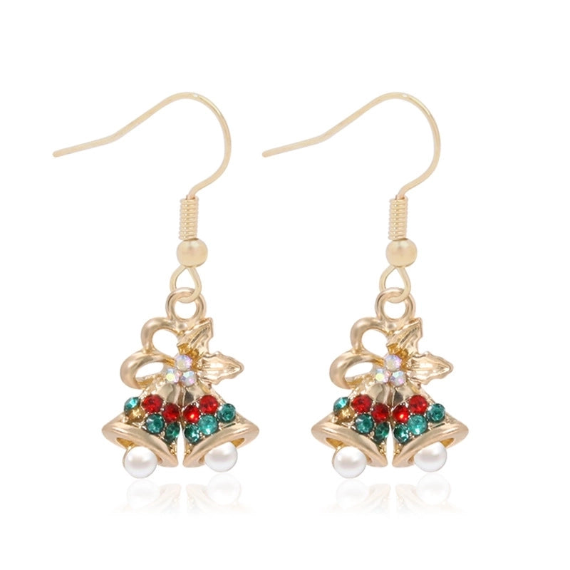 Fashion Christmas Tree Gloves Alloy Plating Inlay Artificial Gemstones Christmas Women's Drop Earrings 1 Pair