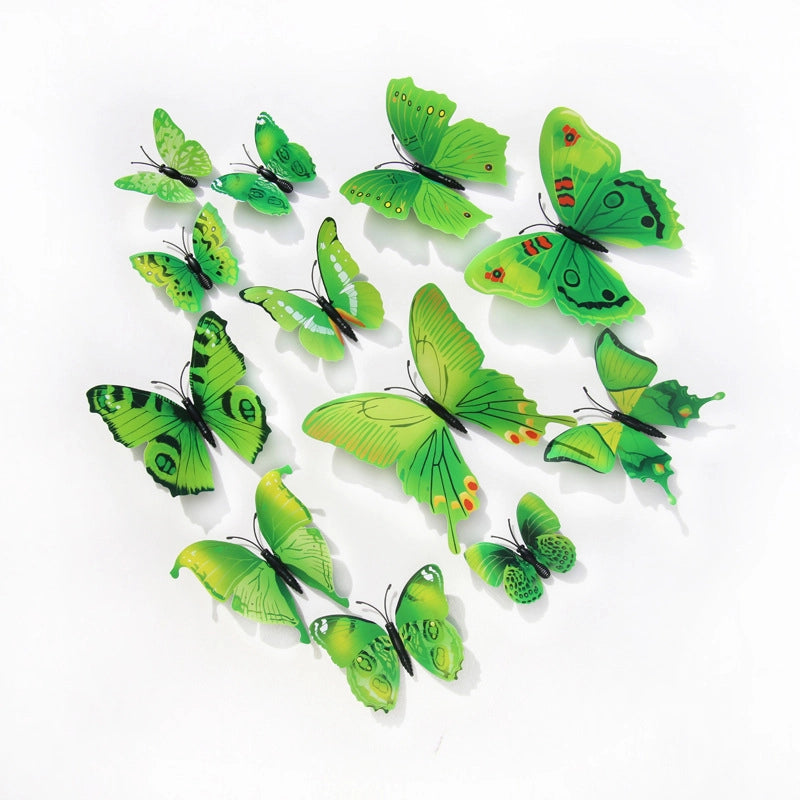 3d Realistic Butterfly Wall Stickers Fridge Magnets Home Mall Background Decorations Pvc Wall Decals Artistic Crafts
