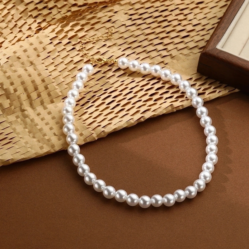 Elegant Lady Round Artificial Pearl Imitation Pearl Metal Choker