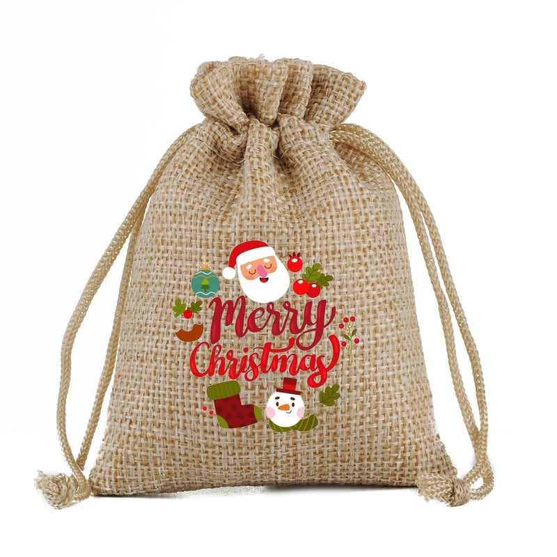 Christmas Nordic Style Cute Modern Style Christmas Tree Snowman Snowflake Imitated Hemp Party Festival Candy Bag