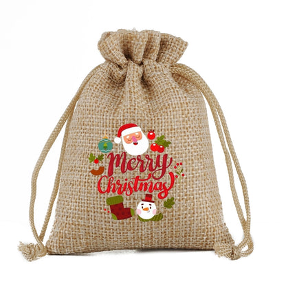 Christmas Nordic Style Cute Modern Style Christmas Tree Snowman Snowflake Imitated Hemp Party Festival Candy Bag