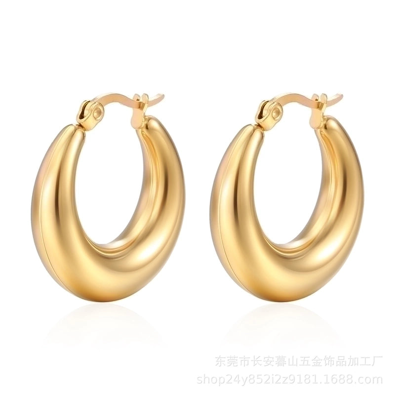 1 Pair Fashion Solid Color Plating 304 Stainless Steel 18K Gold Plated Earrings