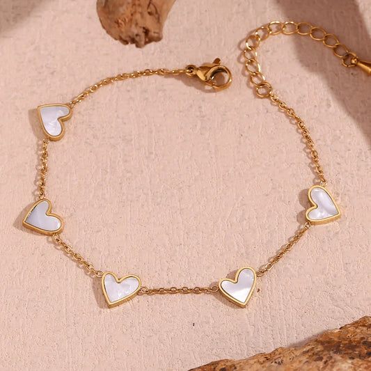 Women Fashion Heart Geometric Stainless Steel 18K Gold Plated Bracelets