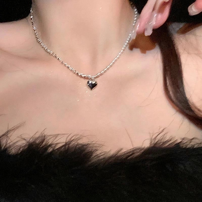 Minimalist Commute Heart Shape Alloy Inlay Zircon Women's Pendant Necklace Necklace