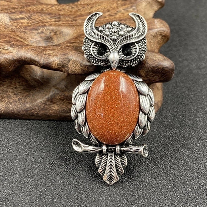 1 Piece Minimalist Owl Gem Plating Natural Stone Necklace