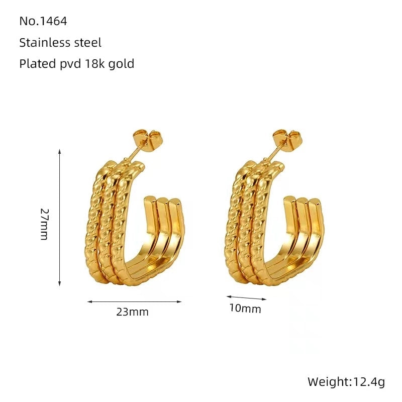 1 Pair Minimalist Classic Style Solid Color 304 Stainless Steel 18K Gold Plated Earrings Ear Studs