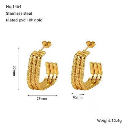 1 Pair Minimalist Classic Style Solid Color 304 Stainless Steel 18K Gold Plated Earrings Ear Studs