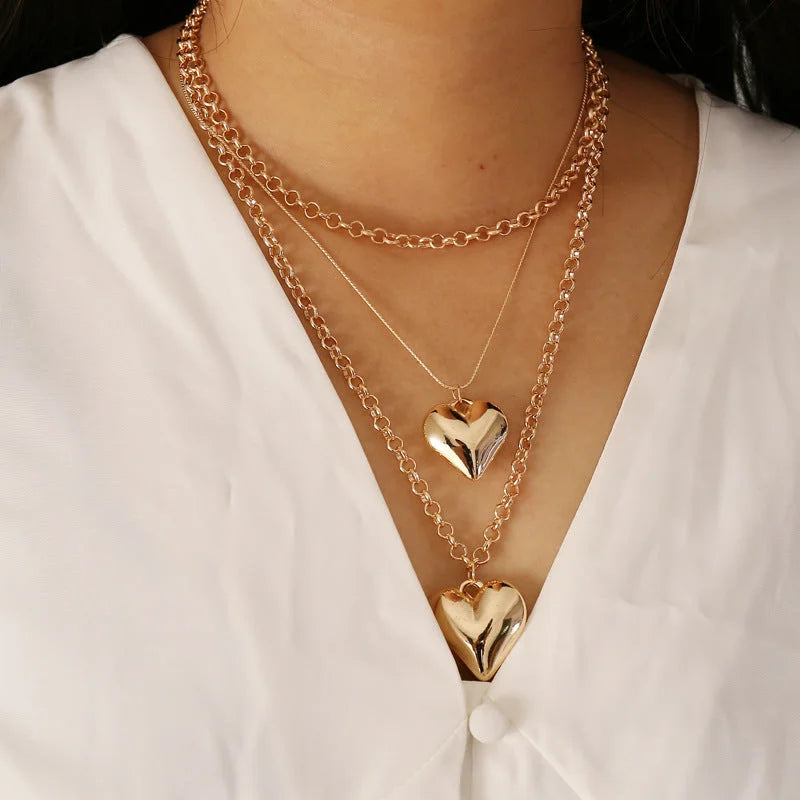 Fashion Chain Heart Alloy Electroplating Necklaces