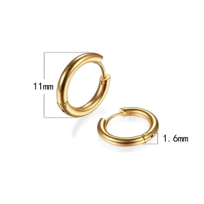 1 Pair Minimalist Round Plating Stainless Steel Titanium Steel 18K Gold Plated Hoop Earrings