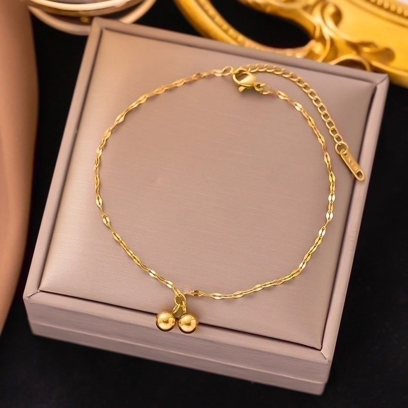 304 Stainless Steel 18K Gold Plated Minimalist Plating Bell Bracelets Anklet