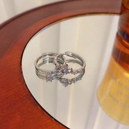 IG Style Geometric Copper Plating Inlay Zircon Rings