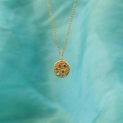 Hip-Hop Classic Style Cross Devil's Eye Star 304 Stainless Steel Zircon 18K Gold Plated Pendant Necklace