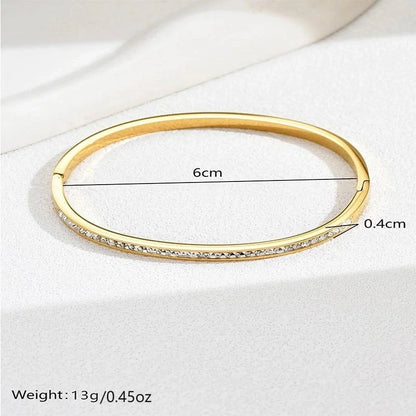 Luxurious French Style Life Tree 304 Stainless Steel 14K Gold Plated Rhinestones Bangle In Bulk