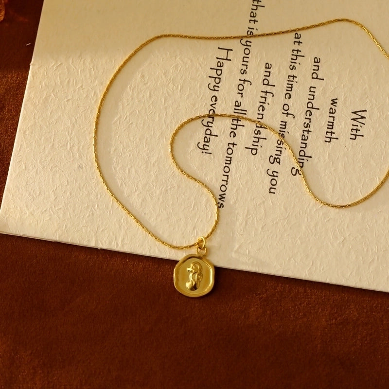 Vacation Marine Style Beach Tortoise Starfish Hippocampus 304 Stainless Steel 18K Gold Plated Pendant Necklace