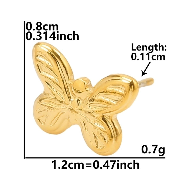 1 Pair Minimalist Flower Butterfly Plating 304 Stainless Steel 18K Gold Plated Ear Studs