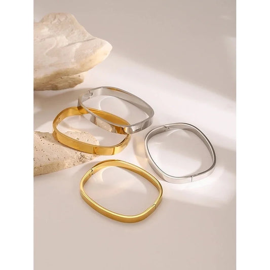 Classic Style Solid Color 304 Stainless Steel Bangle In Bulk Stainless Steel Bracelets