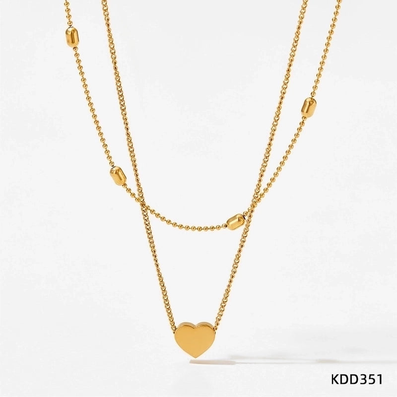 3 Pieces 304 Stainless Steel Titanium Steel 16K Gold Plated White Gold Plated Gold Plated Beach Plating Heart Shape Bracelets Anklet Necklace