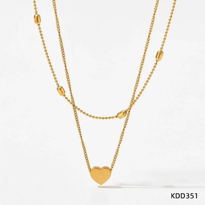 3 Pieces 304 Stainless Steel Titanium Steel 16K Gold Plated White Gold Plated Gold Plated Beach Plating Heart Shape Bracelets Anklet Necklace